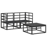 vidaXL Ensemble de canapé de jardin avec coussin 3 Pièces Noir Aluminium