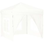 vidaXL Tente de réception pliable avec parois Blanc 2x2 m
