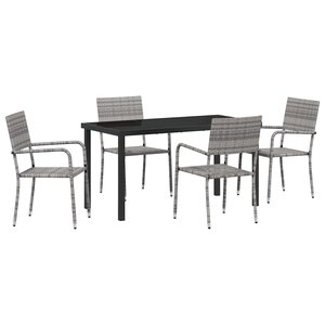 vidaXL Ensemble de salle à manger pour jardin 5 Pièces Gris polyrotin
