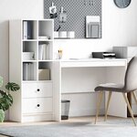 vidaXL Bureau avec rangement avec tiroir 2 Pièces Blanc Bois d'ingénierie