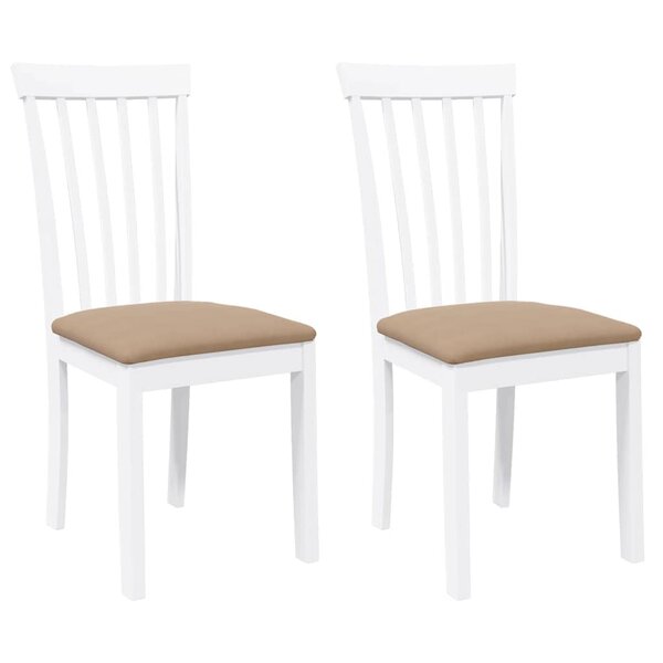 vidaXL Chaises à manger coussins 2 Pièces blanc bois massif caoutchouc
