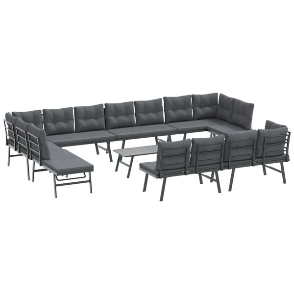 vidaXL Ensemble de bancs de jardin avec coussins 9 Pièces noir
