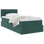 vidaXL Lit de Rangement avec matelas Vert foncé 100 x 200 cm Velours