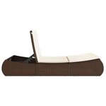 vidaXL Chaise longue double avec coussins marron résine tressée