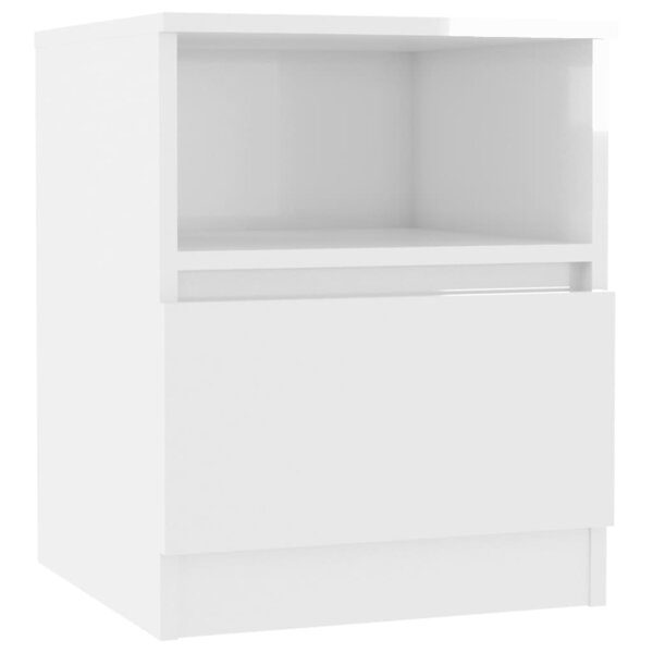 vidaXL Table de chevet Blanc brillant 40x40x50 cm Aggloméré