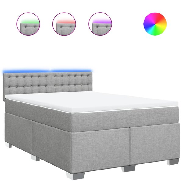 vidaXL Sommier à lattes de lit avec matelas Gris clair 160x200cm Tissu