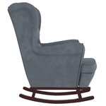 vidaXL Fauteuil à bascule à oreilles en velours gris foncé bois massif