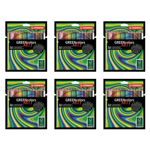 Etui de 24 crayons de couleur GreenColors Arty hexagonal en bois mine 3mm x 6 STABILO