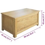vidaXL Coffre de rangement 90 x 45 x 45 cm Bois de chêne massif