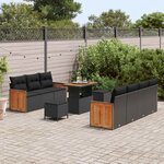 vidaXL Ensemble de canapé de jardin avec coussin 10 Pièces Noir