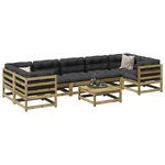 vidaXL Salon de jardin 8 Pièces avec coussins bois de pin imprégné