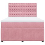 vidaXL Sommier à lattes de lit avec matelas Rose 140x200 cm Velours