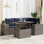 vidaXL Salon de jardin avec coussins 5 Pièces gris résine tressée acacia
