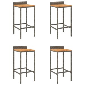 vidaXL Tabourets de bar lot de 4 gris résine tressée et bois d'acacia