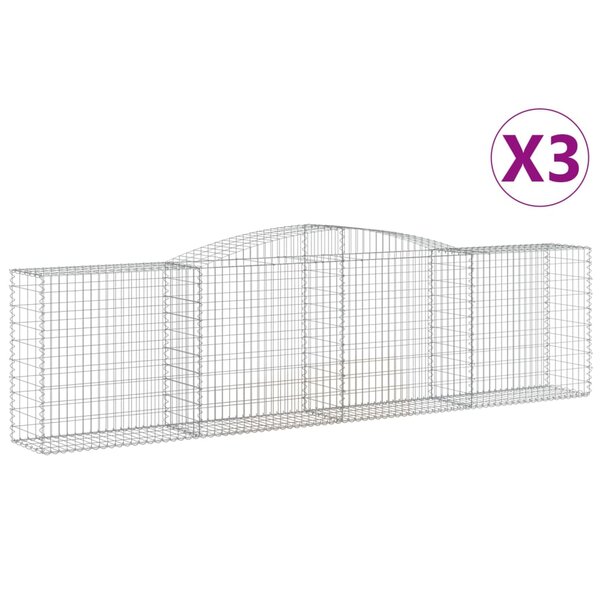 vidaXL Paniers à gabions arqués 3 Pièces 400x50x100/120 cm Fer galvanisé