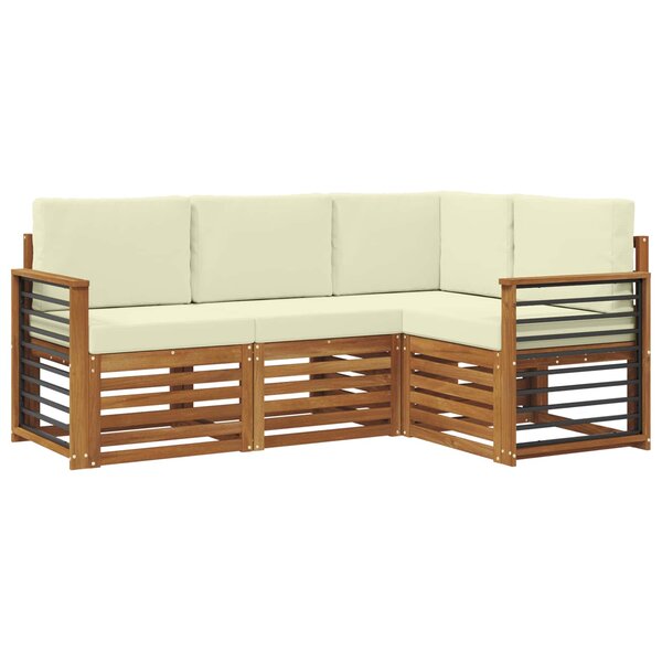 vidaXL Ensemble de canapés d'extérieur 4 pc Naturel et Crème Polyester
