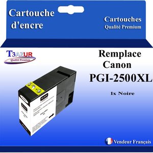 T3AZUR - Cartouche compatible avec Canon PGI2500XL PGI-2500 XL pour Canon Maxify IB4050 IB4150 MB5050 MB5150 MB5155 MB5350 MB5450 MB5455 - Noire