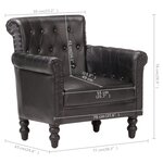 vidaXL Fauteuil Noir Cuir de chèvre véritable
