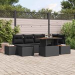 vidaXL Ensemble de canapé de jardin 7 Pièces Noir Poly rotin