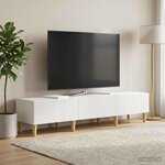 vidaXL Meuble TV Blanc brillant 147 x 34 5 x 30 cm Bois d'ingénierie