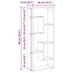 vidaXL Étagère murale en bois ancien 36 x 16 x 90 cm Bois d'ingénierie