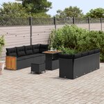 vidaXL Ensemble de canapé de jardin avec coussin 11 Pièces Noir