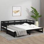 vidaXL Lit coulissant sans matelas noir 2x(80x200)cm