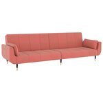 vidaXL Canapé-lit à 2 places avec deux oreillers Rose Velours