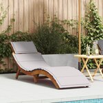 Chaise longue vidaXL avec coussin gris clair en bois d'acacia