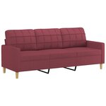 vidaXL Ensemble de canapés 3 Pièces avec coussins rouge bordeaux tissu