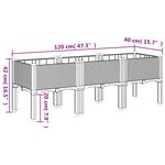 vidaXL Jardinière avec pieds bleu gris 120x40x42 cm PP