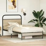 vidaXL Cadre de lit sans matelas 100x190 cm chêne fumé bois ingénierie