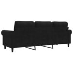 vidaXL Canapé à 3 places Noir 180 cm Velours