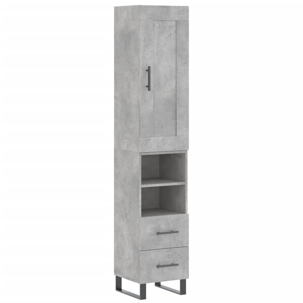vidaXL Buffet haut Gris béton 34 5x34x180 cm Bois d'ingénierie