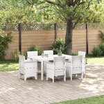 vidaXL Ensemble de salle à manger de jardin 7 pièces avec coussins en poly rotin blanc
