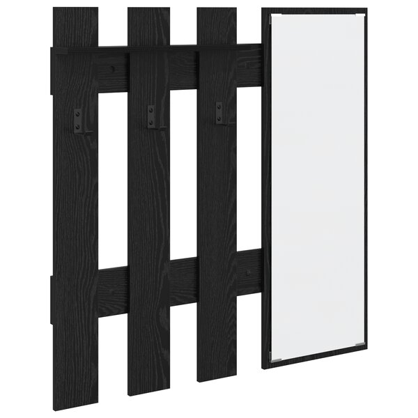 vidaXL Porte-manteau mural avec stockage avec miroir Chêne Noir 100 x 10 x 100 cm