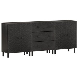 vidaXL Armoires latérales 3Pièces noir 60x33x75cm bois massif de manguier