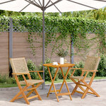 vidaXL Ensemble de bistro 3 Pièces beige résine tressée et bois massif