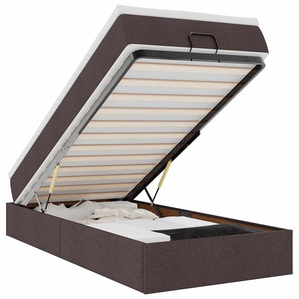vidaXL Cadre de lit ottoman avec matelas marron foncé 100x200 cm tissu