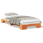 vidaXL Cadre de lit surélevé avec stockage Marron Bois massif en pin