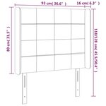 vidaXL Tête de lit à LED Gris foncé 93x16x118/128 cm Velours