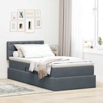 vidaXL Lit de Rangement avec matelas Gris foncé 90 x 190 cm Velours