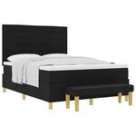vidaXL Lit à ressorts avec tête de lit Noir 200 x 140 cm tissu