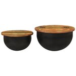 vidaXL Ensemble de tables basses 2 Pièces noir bois récupération massif