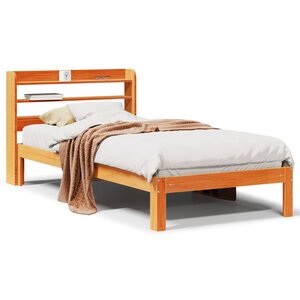 vidaXL Cadre de lit sans matelas cire marron 100x200cm bois pin massif