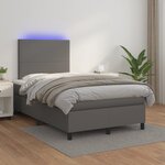 vidaXL Sommier à lattes de lit matelas LED gris 120x190 cm similicuir