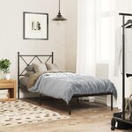vidaXL Cadre de lit métal sans matelas avec tête de lit noir 75x190 cm