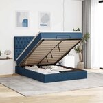 VidaXL Cadre de lit ottoman avec matelas bleu 140x190 cm tissu