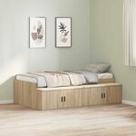 vidaXL Cadre de lit avec rangement Chêne sonoma 100 x 200 cm
