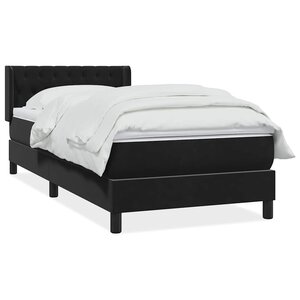 vidaXL Sommier à lattes de lit avec matelas noir 90x210 cm velours